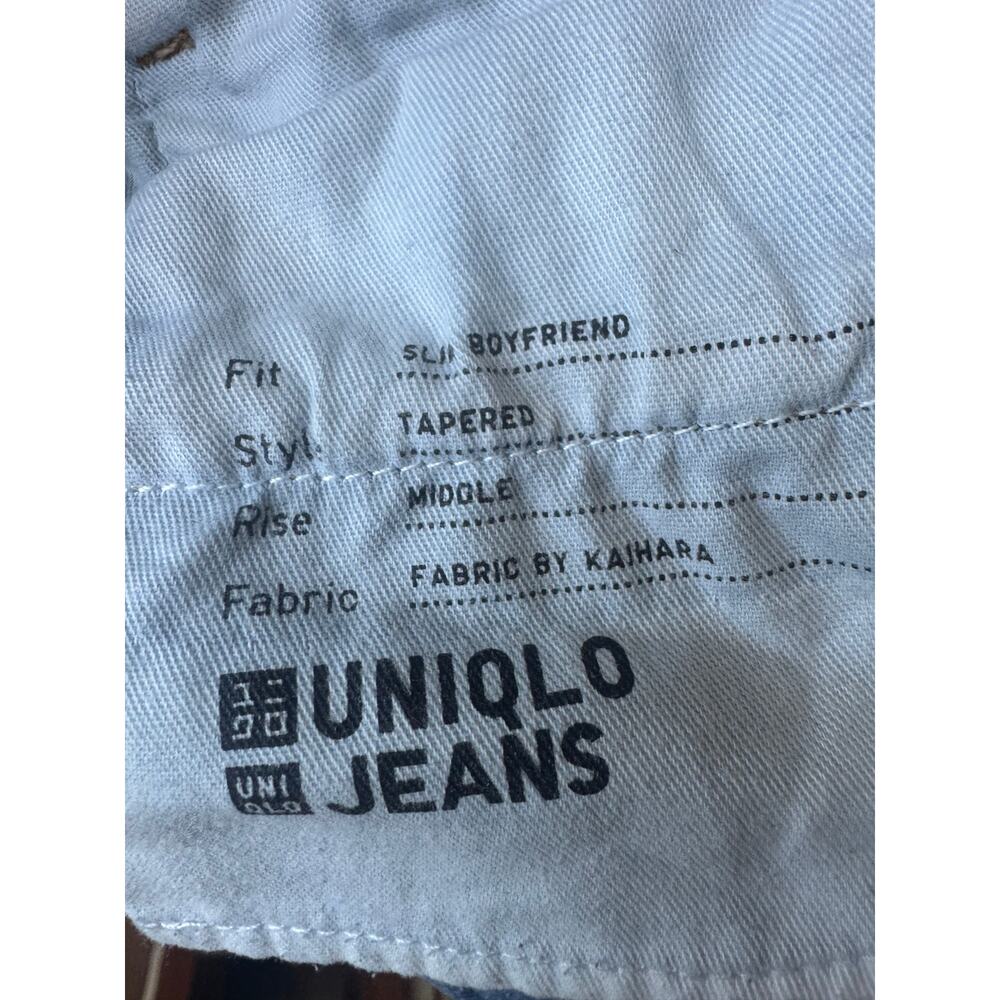 Uniqlo Premium Kaihara Denim Slim Boyfriend Tapered Distressed Jeans 22 00 - Picture 4 of 13